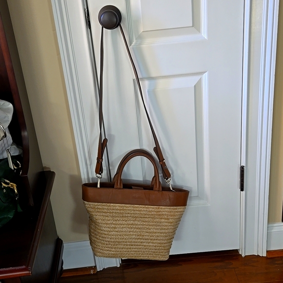 Brooks Brothers Brown Leather Straw Bag - Picture 2 of 5